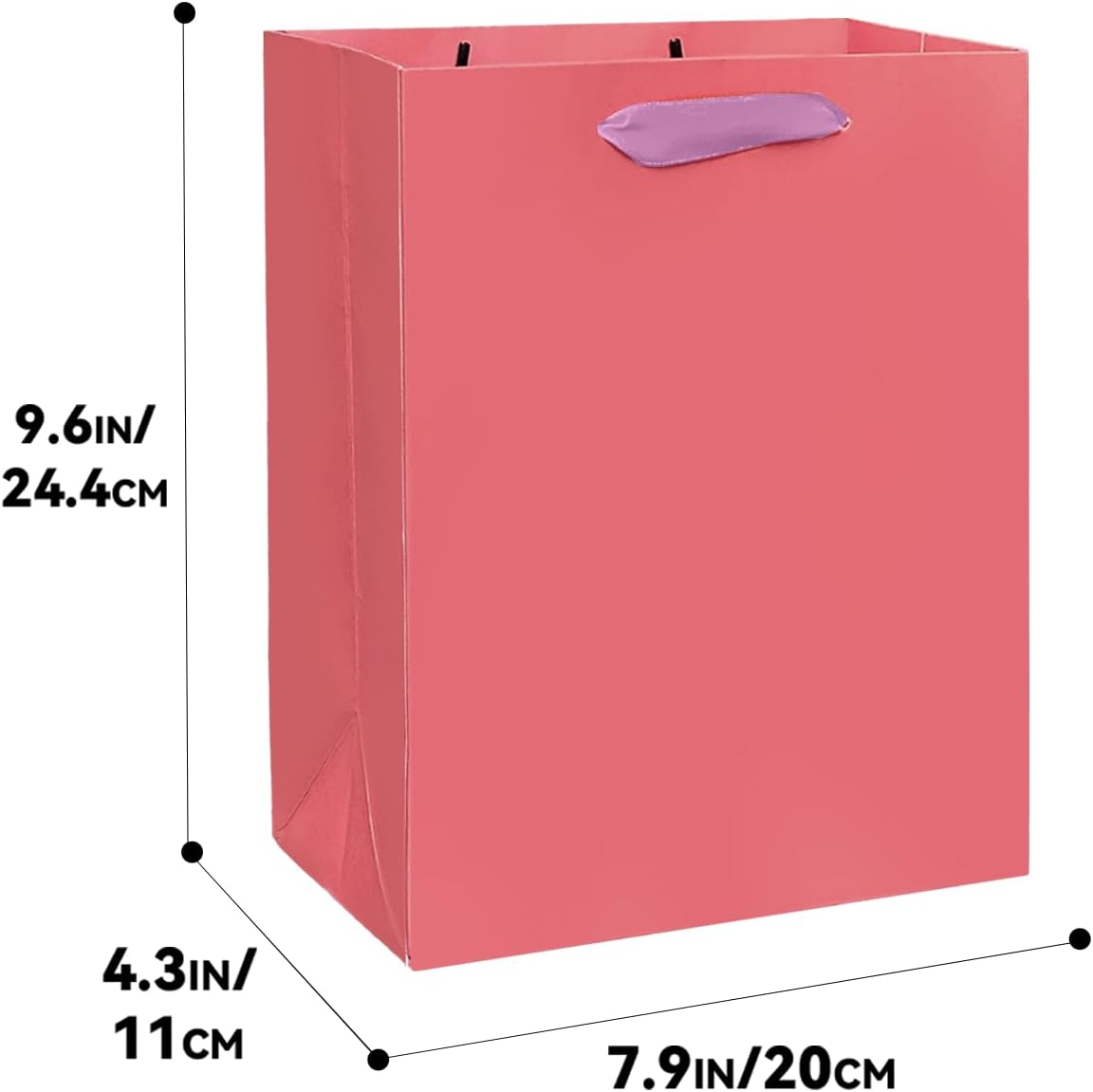 Gcardist Salmon Gift Bags with Tissue Paper for Wedding, Birthday, Party Supplies-7.9"x4.3"x9.6" Medium Size Cardboard Gift （16pcs Bags +32pcs Tissue Paper ）