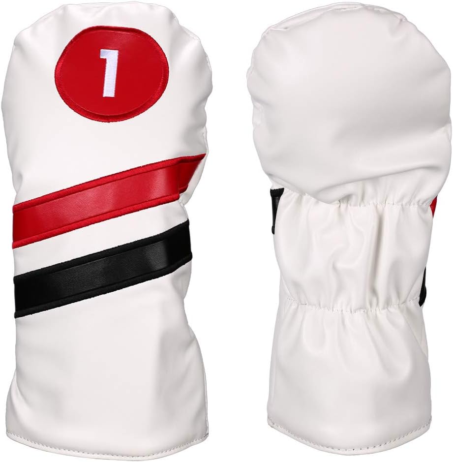 Golf Head Covers 3pcs Set, Driver Fairway Wood Headcovers, Vintage PU Headcovers for Golf Club