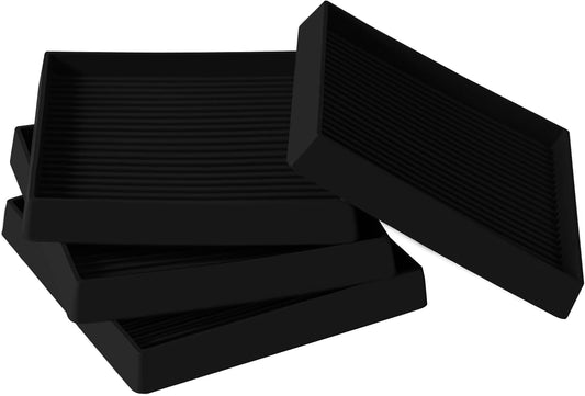 4x4 Square Rubber Furniture Caster Cups, Anti-Sliding Furniture Pads Bed Stopper Floor Protectors with Grip - Protect Any Flooring