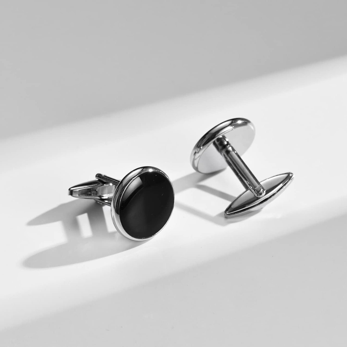 UJOY Cufflinks and Studs Set Blanks Round 4 Colors Shirt Tuxedo Buttons Packed in Cufflink Box for Men