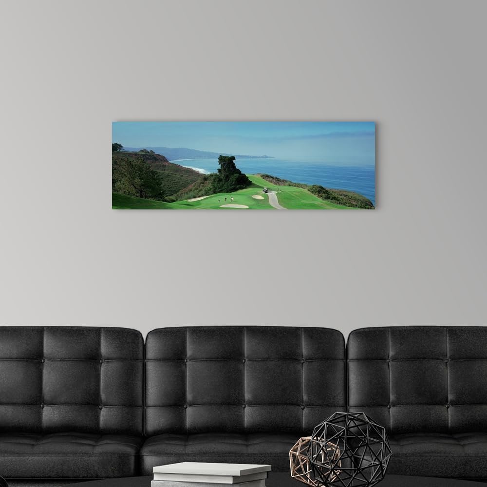 CANVAS ON DEMAND Golf Course At the Coast Torrey Pines Golf Course San Diego California Canvas Wall Art Print, Home Decor, Sports, United States Artwork, 36" x12in