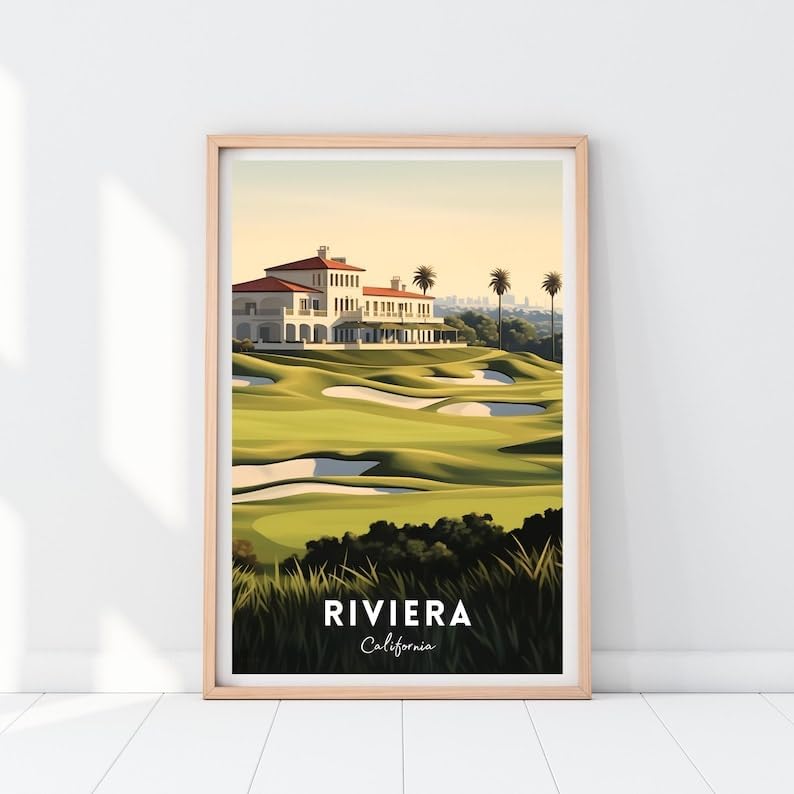 Nationcog Riviera Golf Poster, Vintage California Travel Style Wall Art Print, Retro Scenic Golf Artwork, Classic Decor for Office, Man Cave or Home (Unframed) (20x30)