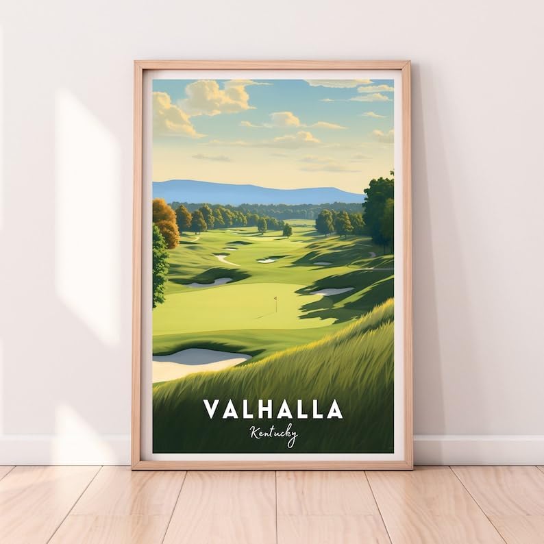 Nationcog Valhalla Golf Poster, Vintage Kentucky Travel Wall Art Print, Retro Golf Course Artwork, Classic Sports Decor Gift for Men or Office (Unframed) (20x30)