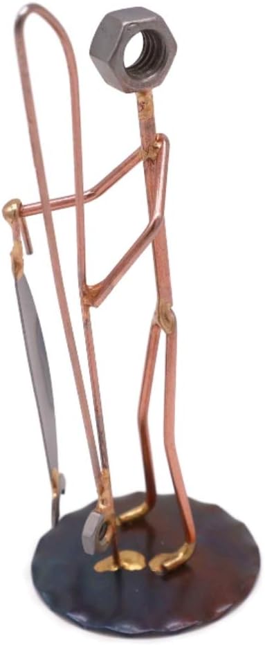 Fisherman with Fish Collectible Handmade Metal Art Figurine, Desk Accessories, Trophy, Boss Gift, Office Décor, Outdoor Sports, Fishing