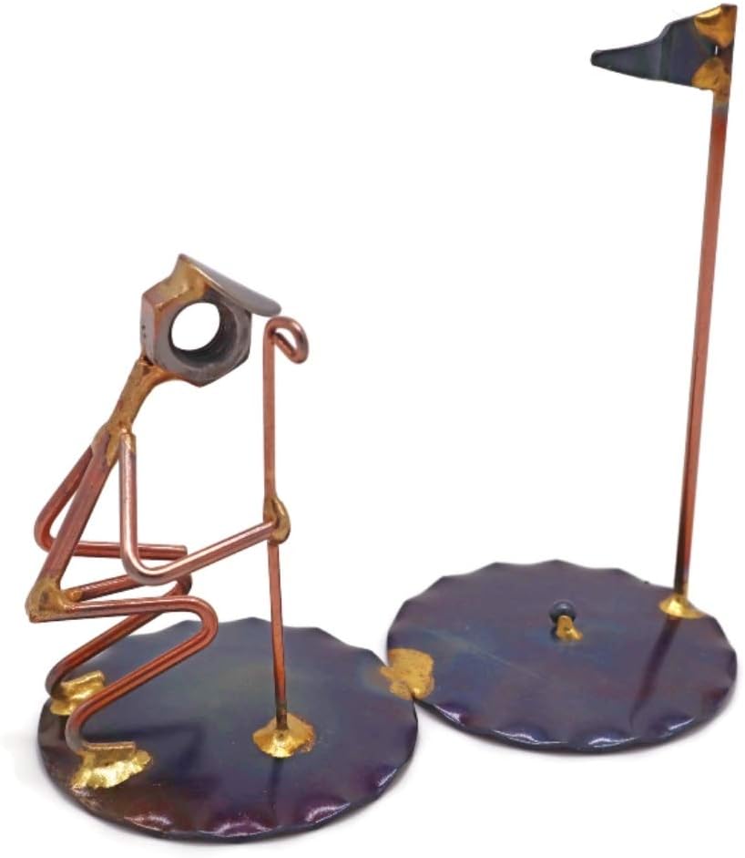 Golf Short Putt Man Collectible Handmade Metal Art Figurine, Desk Accessories, Trophy, Boss Gift, Office Décor, Business Professional, Golfing