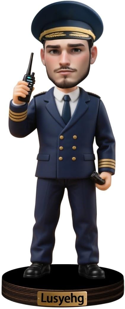 Personalized Cartoon Pilot Figurine Sign Custom Pilots Portrait Desk Decor Plaque Pilots Caricature Name Plaque Gifts for Christmas Birthday Anniversary,02