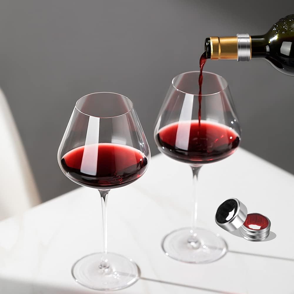 Wine Drip Collars, 4 Pack Stainless Steel Wine Bottle Top Drip Rings, Wine Drop Ring Catcher or Stopper with Detachable Felt Liner, Small Handy Wine Accessories for Kitchen and Bar