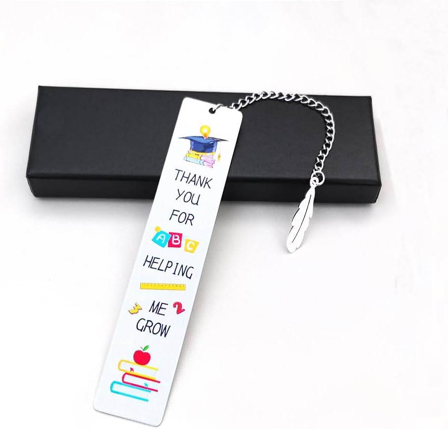 Funny Stainless Steel Bookmark with Chain,Book Marks for Teachers Book Lovers Friends Students Graduation Teacher Appreciation Bookmarks Thank You Gifts