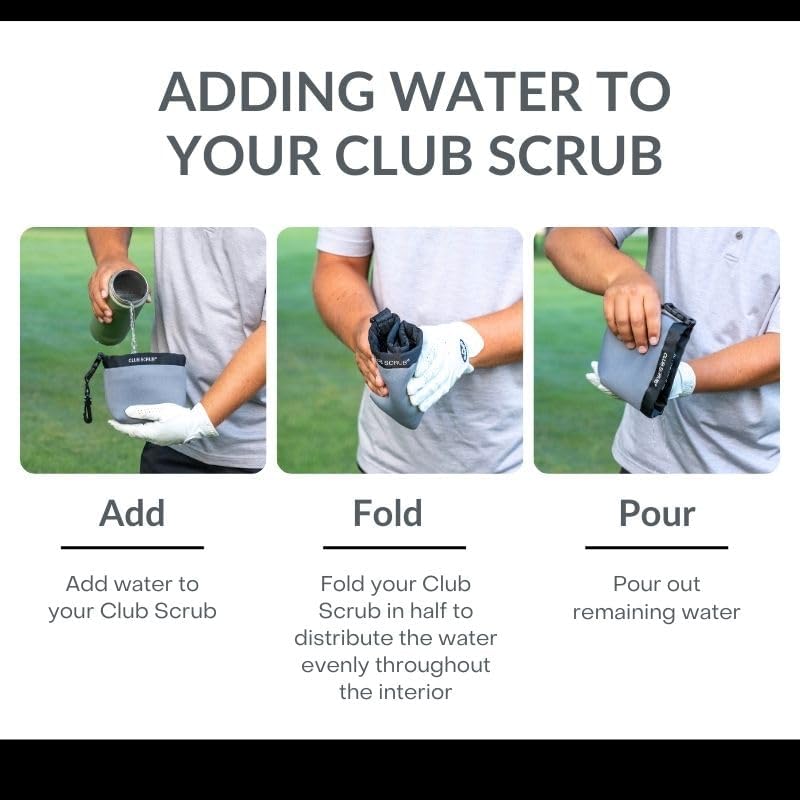 Club Scrub Golf Club and Golf Ball Cleaning Bag, Waterproof Clean Face Technology Liner, Detachable Clip, Machine Washable, Cleans Club Grooves, Dry Exterior (Neoprene or Microfiber Option Available)