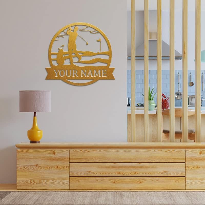 Personalized Golf Metal Wall Art – Custom Golfer Name Sign with Golf Clubs Design, Rustic Metal Wall Décor for Man Cave, Sports Room, or Home Bar, Unique Golfer Gift