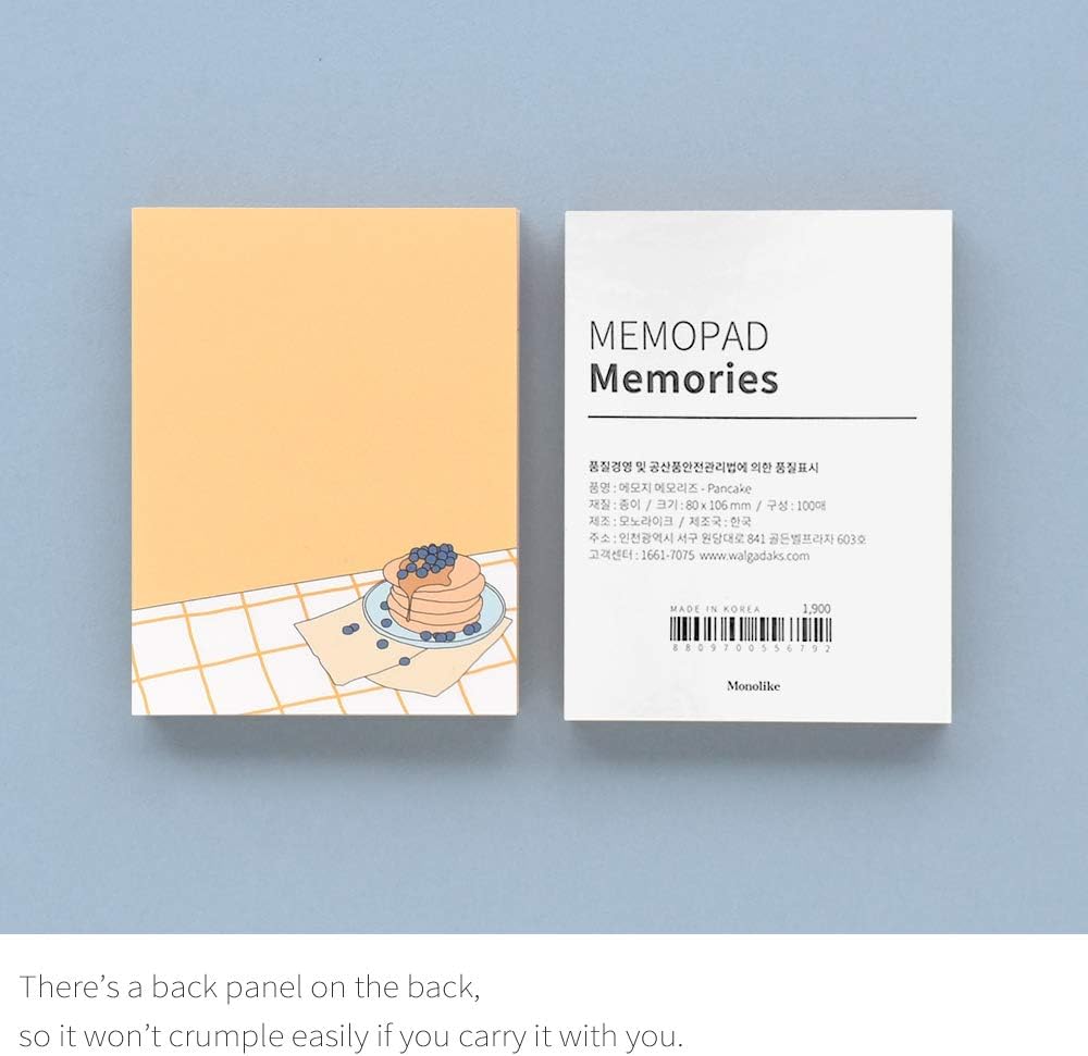 Monolike Memopad Memories design B SET - 4 Packs, 4 Different Designs, 100 Sheets Per Pad, Total 400 Sheets, Note pads, Writing pads, 3.15 x 4.17 Inches