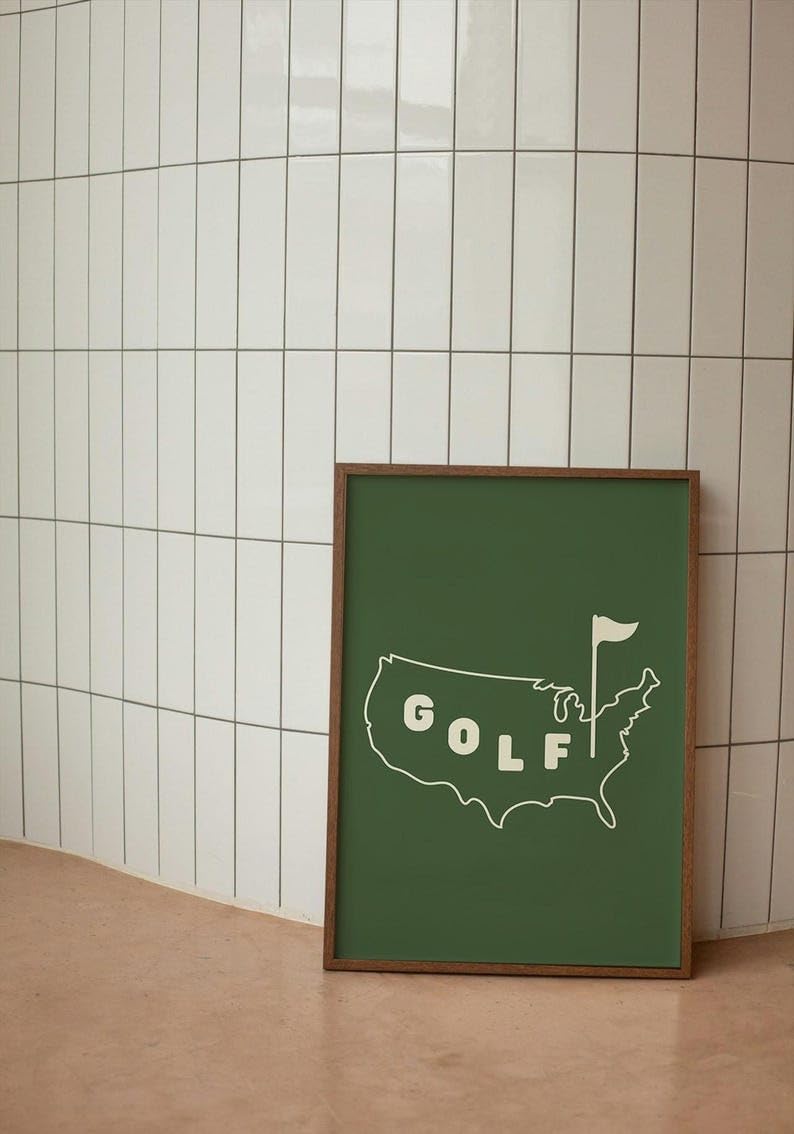 USA Golf Poster, Vintage American Golf Course Wall Art Print, Retro Sports Decor with Golf Ball Design, Stylish Golf Wall Decor for Home, Office, or Man Cave (Unframed) (24x36)