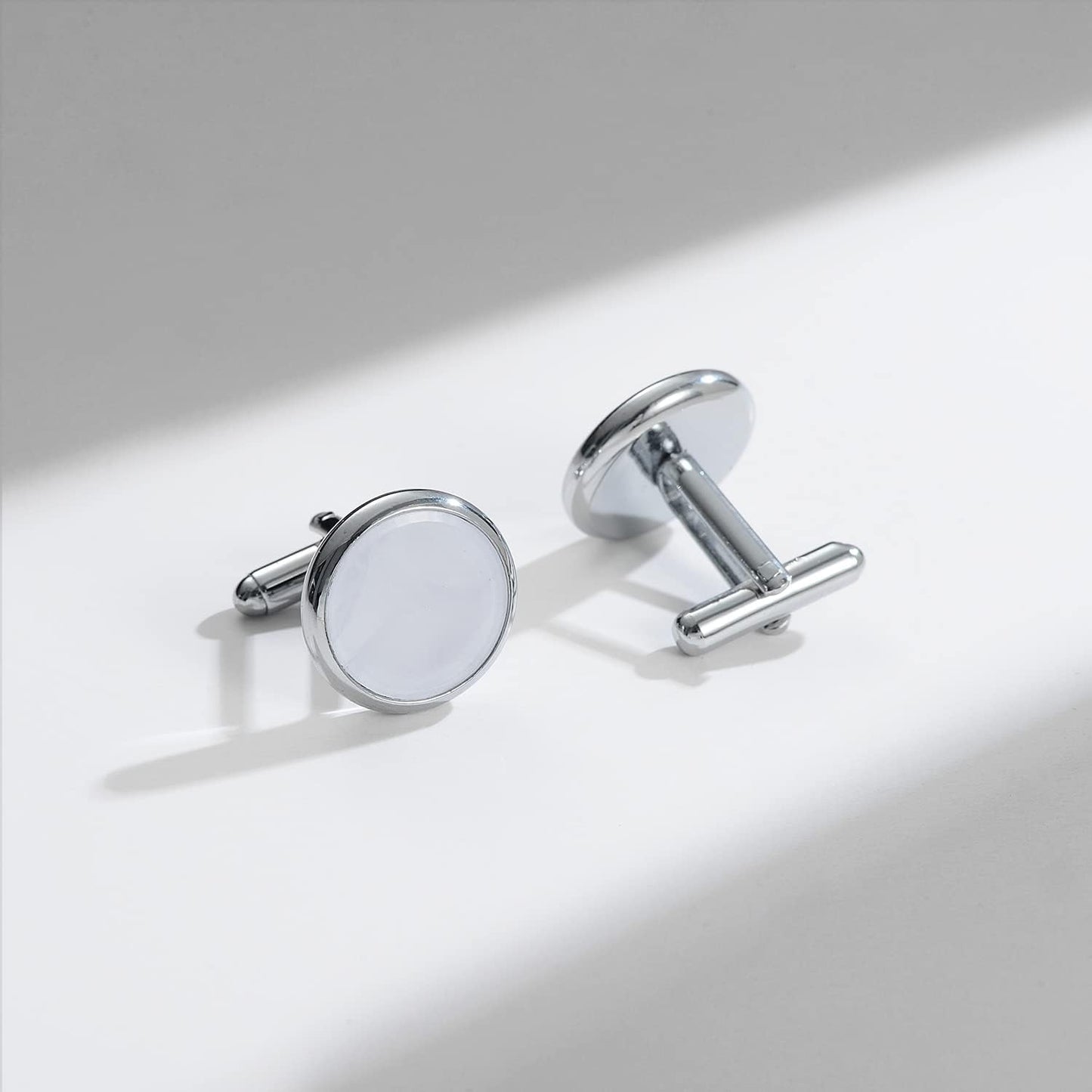 wynameleri Mens Classic Shirts Cufflink Studs, Mother-of-Pearl Tuxedo Shirt Button and Cuff Links Set, Formal Business Wedding Jewelry