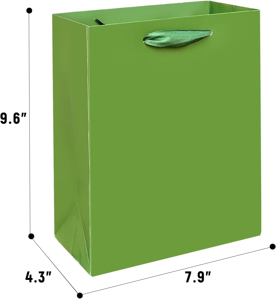 Gcardist Field Green Gift Bags with Tissue Paper for Wedding, Birthday, Party Supplies-7.9"x4.3"x9.6" Medium Size Cardboard Gift Bags（16pcs Bags +32pcs Tissue Paper ）