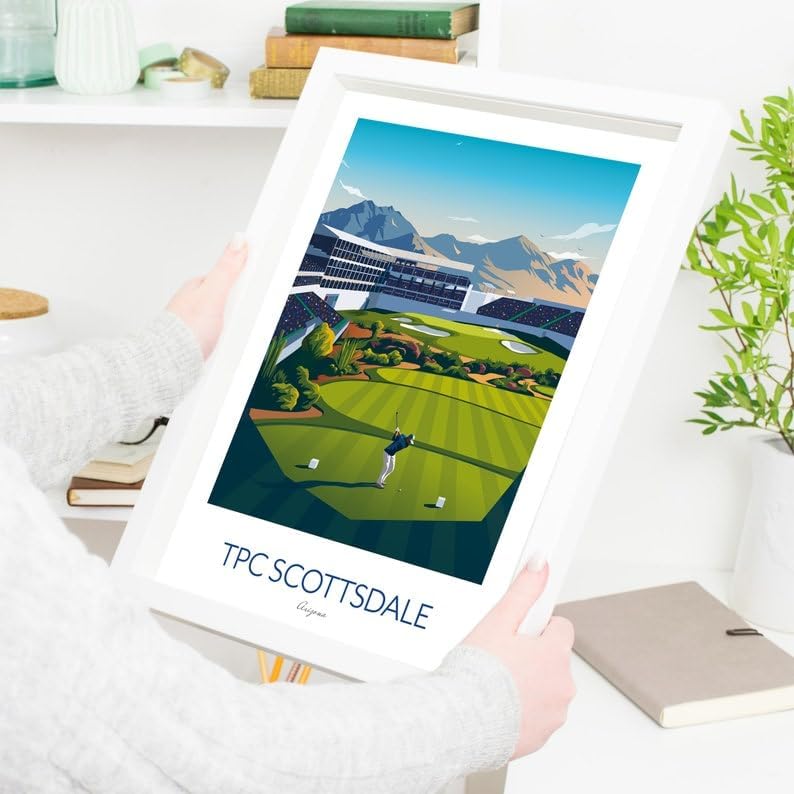Nationcog TPC Scottsdale Golf Print Arizona - WM Phoenix Open - Stadium Course 16th Hole; TPC Scottsdale Golf Poster; Scottsdale Golf Course Art; Arizona Golf Artwork (Unframed) (16x24)