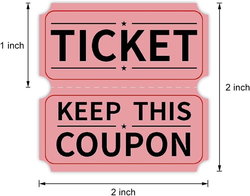 ESSENTIAL 2000 Pink Double Raffle Tickets Rolls Printable for Leisure, Movie Watching, Entertainment
