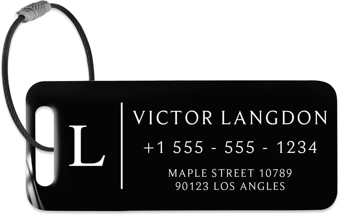 Personalized Luggage Tags for Suitcases - Stainless Steel Custom Luggage Tags for Backpacks & Bags, Sturdy, Waterproof & Heavy Duty (Black / 3" x 1.25")