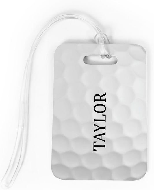 ChalkTalkSPORTS Golf Luggage & Bag Tag | Personalized Golf Ball Graphic | Standard Lines on Back | Medium