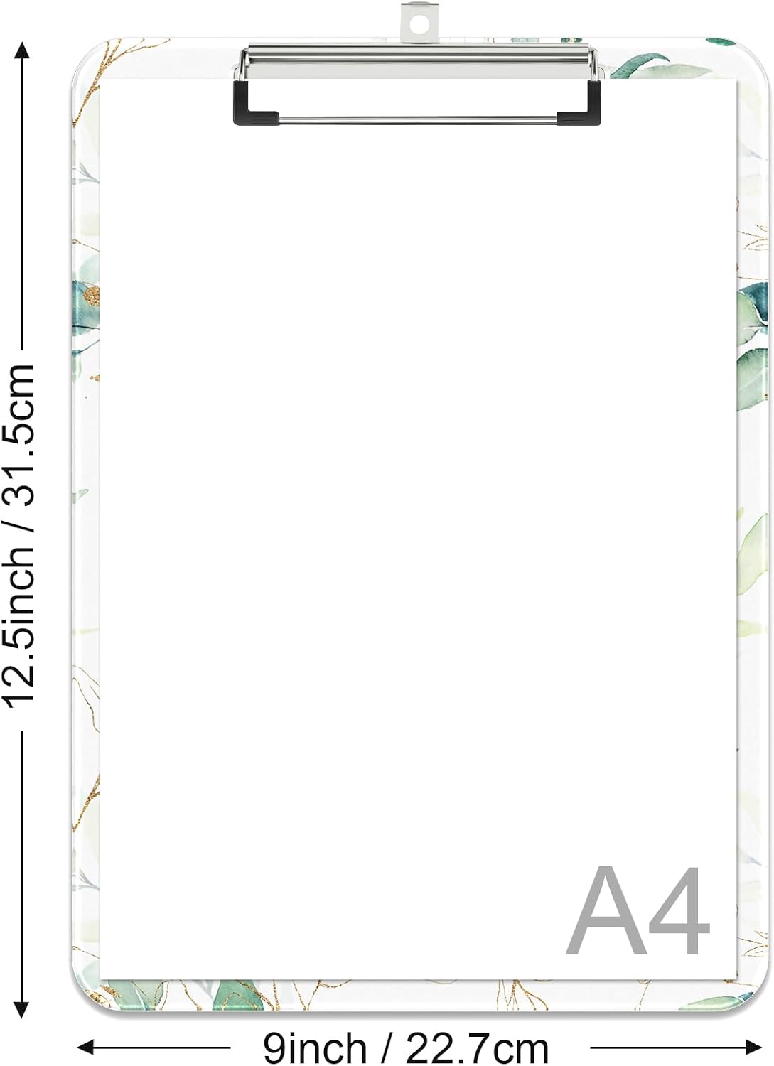 Rimilak Plastic Clipboards with Metal Clip, A4 Letter Size 9 x 12.5 in, Office Decorative for Students Women Men and Kids, Cute Custom Pattern, Beauty Leaves