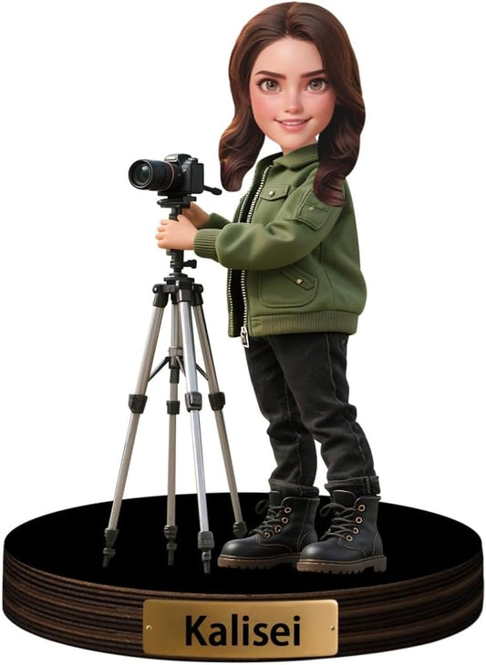 Personalized Cartoon Photographer Sculpture Ornament Sign Custom Funny Photo Figurine Desk Decor Plaque Photographer Face Office Decor Plaque Gift for Women Birthday Xmas Anniversary