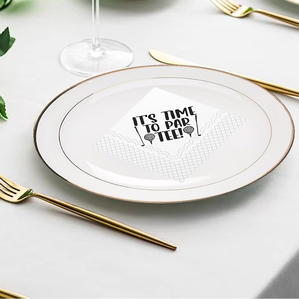 SharkBliss Golf Cocktail Napkins, It's Time To Par Tee Disposable Paper Cocktail Beverage Napkins for Golf Theme Party Table Decor 2-Ply, 5x5" (50, It's Time To Par Tee)