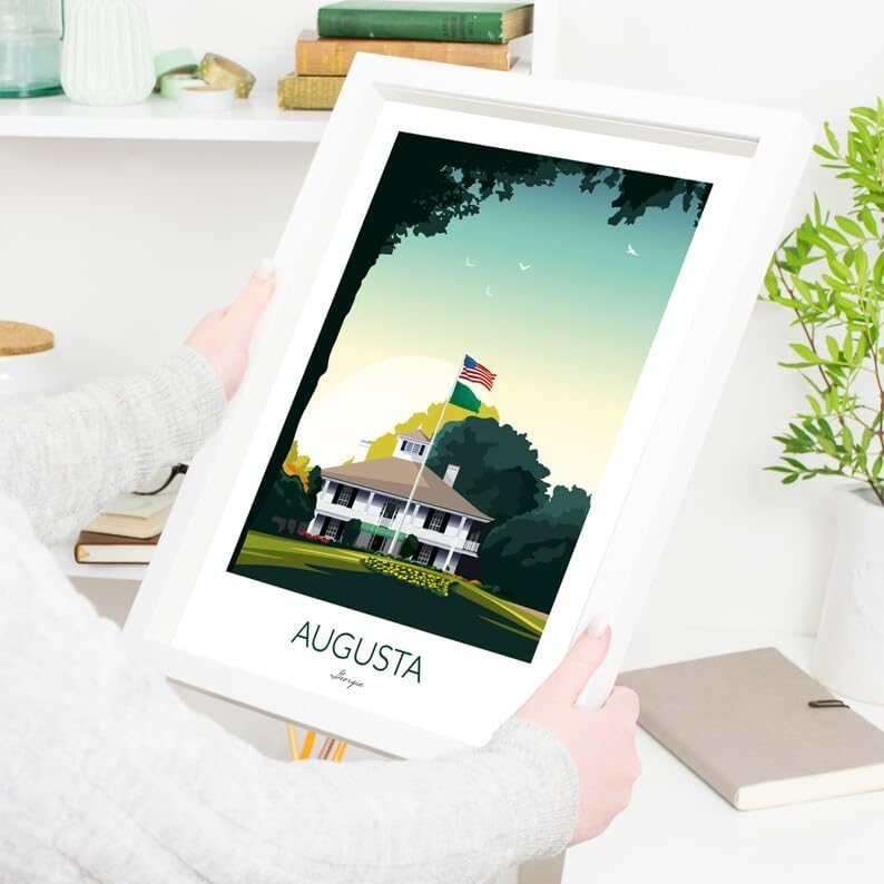 Augusta Golf Print - US Masters Clubhouse - Golf Travel Poster, Augusta Golf Poster, Augusta National Print, Golf Course Wall Art, Masters Tournament Artwork, Golf Decor (Unframed) (16x24)