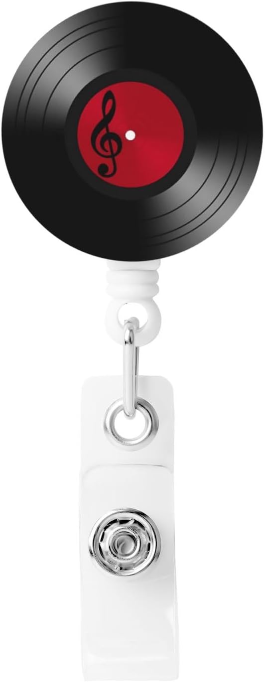 45 RPM Vinyl Records Badge Reels Retractable Badge Holder with Clip for Id Name Tag Office Worker Student Teacher Nurse Doctor