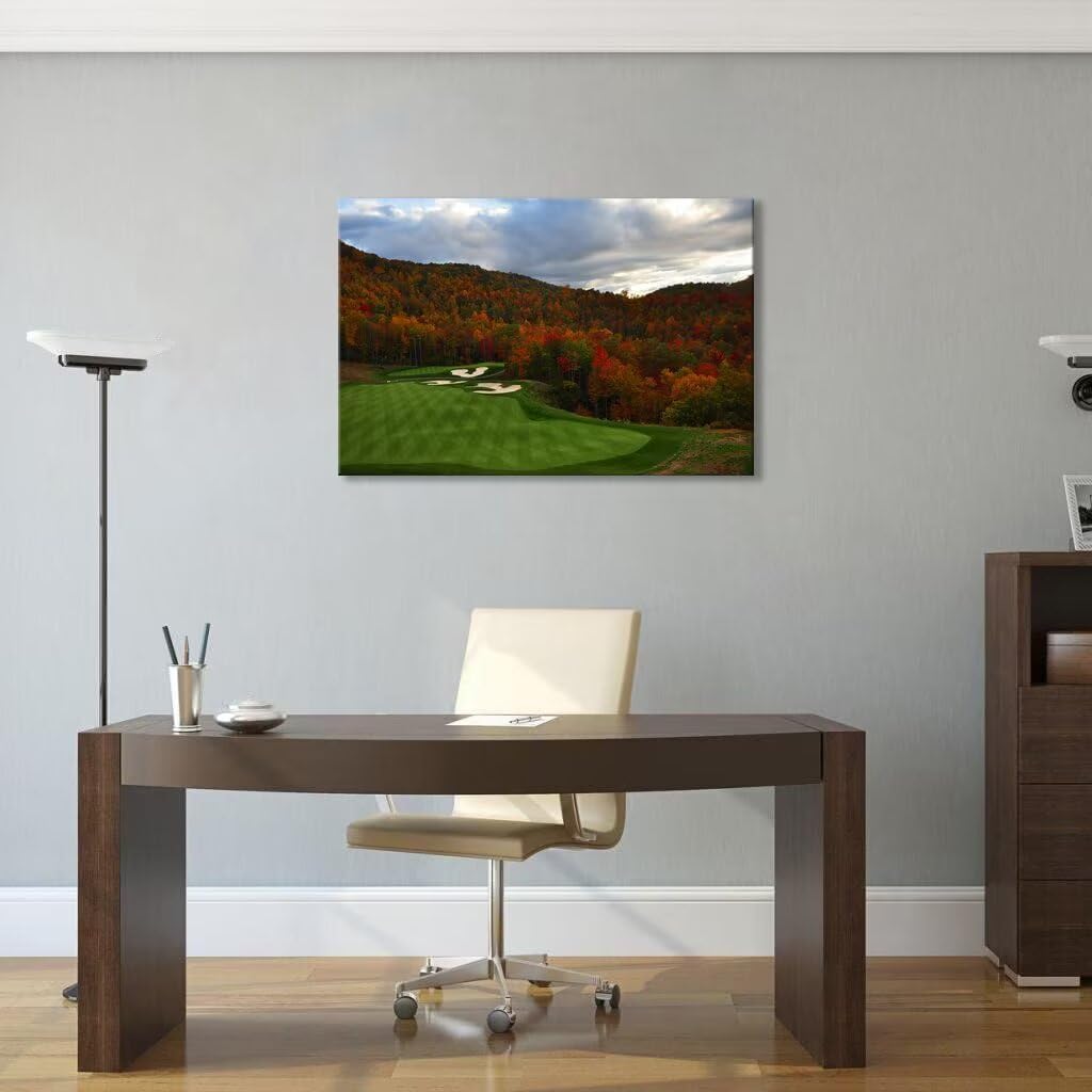 chenchenArt Sequoyah North Carolina Mountains Golf Course Wall Art for Living Room Bedroom Bathroom Home Decorations Golf Art Canvas Prints Framed Ready to Hang(12''H x 16''W)