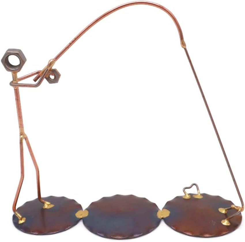 Fisherman with Fish On Collectible Handmade Metal Art Figurine, Desk Accessories, Trophy, Boss Gift, Office Décor, Outdoor Sports, Fishing