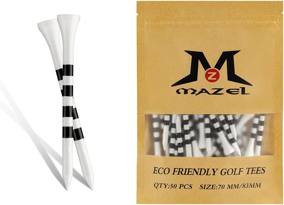 MAZEL Natural Wood/Bamboo Golf Tees 2 3/4 Inch & 3 1/4 Inch,Pack 50 or 120,Reduce Friction & Side Spin,More Stable Golf Tees