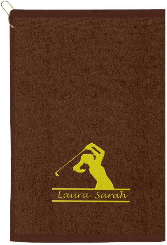 Personalized Passion Golf Towels with Corner Grommet - 16"x26" Customized Velour Cotton Golf Bag Towels with Name - Super Soft and Highly Absorbent - Quickly Remove Dirt and Sweat - Dark Brown