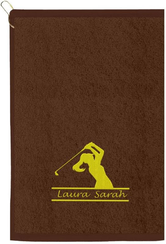 Personalized Passion Golf Towels with Corner Grommet - 16"x26" Customized Velour Cotton Golf Bag Towels with Name - Super Soft and Highly Absorbent - Quickly Remove Dirt and Sweat - Dark Brown