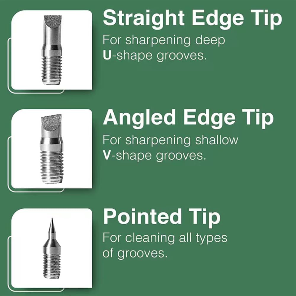 3-in-1 Golf Club Groove Sharpener - Re-Grooving Tool for U & V-Grooves - Generates Optimal Backspin (Blue)