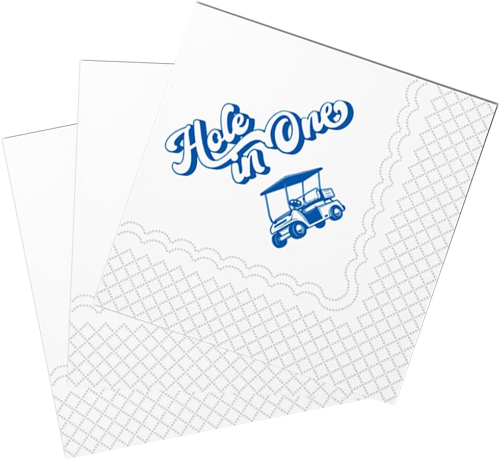 SharkBliss Golf Cocktail Napkins, Hole in One First Birthday Disposable Paper Cocktail Beverage Napkins for Baby Boy Girl 1st Birthday Party Table Decor 2-Ply, 5x5" (50, Hole in One)