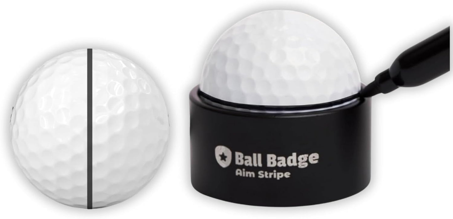 Ball Badge Aim Stripe - 360 Degree Golf Ball Line Marker Kit with Golf Bag Attachment for Perfect Alignment and Precision Putting