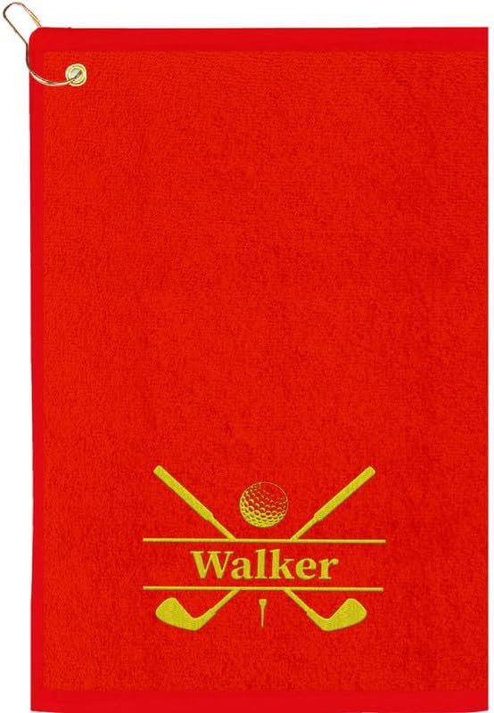 Personalized Passion Golf Towels with Corner Grommet - 16"x26" Customized Velour Cotton Golf Bag Towels with Name - Super Soft and Highly Absorbent - Quickly Remove Dirt and Sweat - Red