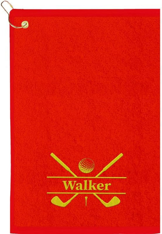 Personalized Passion Golf Towels with Corner Grommet - 16"x26" Customized Velour Cotton Golf Bag Towels with Name - Super Soft and Highly Absorbent - Quickly Remove Dirt and Sweat - Red