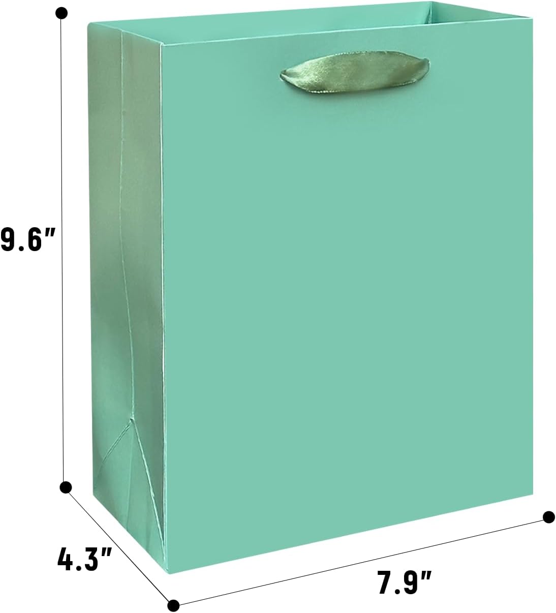 Gcardist Lake Green Gift Bags with Tissue Paper for Wedding, Birthday, Party Supplies-7.9"x4.3"x9.6" Medium Size Cardboard Gift Bags（5pcs Bags +10pcs Tissue Paper ）