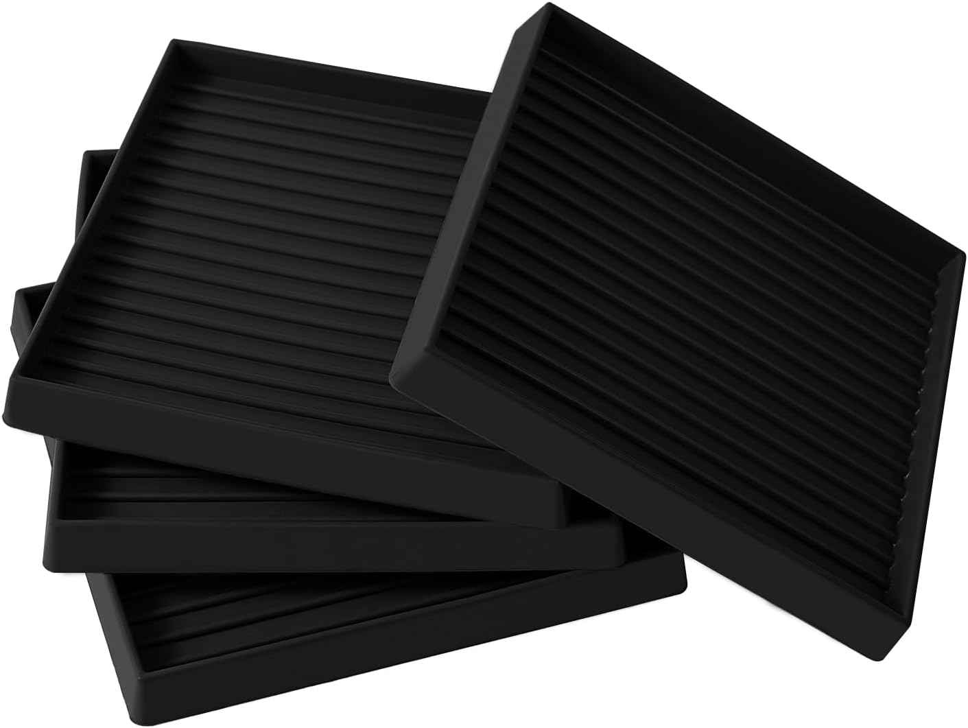 5x5 Square Rubber Furniture Caster Cups, Anti-Sliding Furniture Pads Bed Stopper Floor Protectors with Grip - Protect Any Flooring