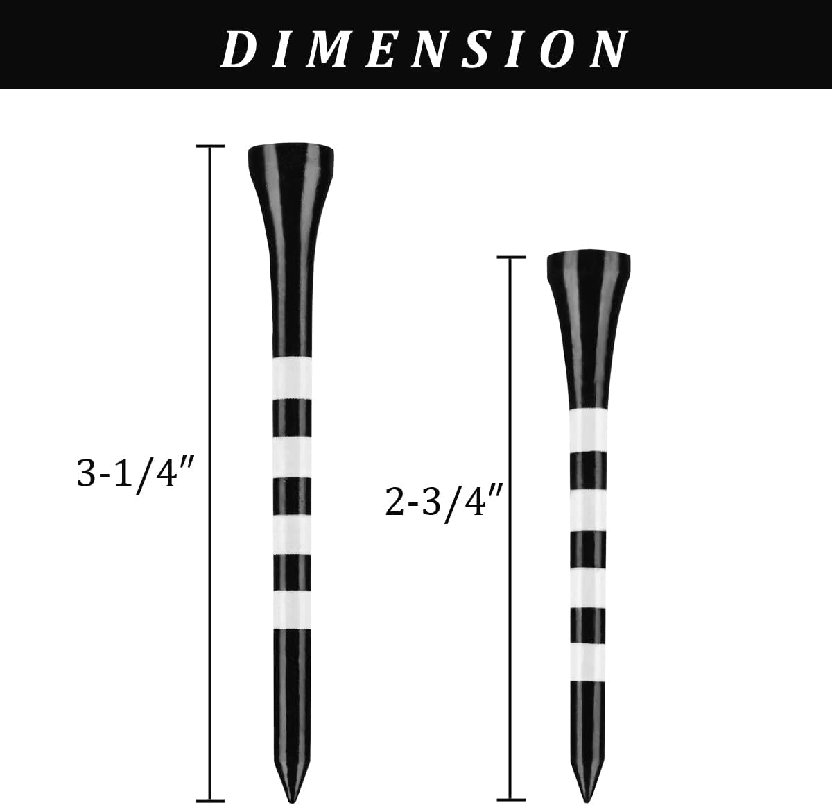 MAZEL Natural Wood/Bamboo Golf Tees 2 3/4 Inch & 3 1/4 Inch,Pack 50 or 120,Reduce Friction & Side Spin,More Stable Golf Tees