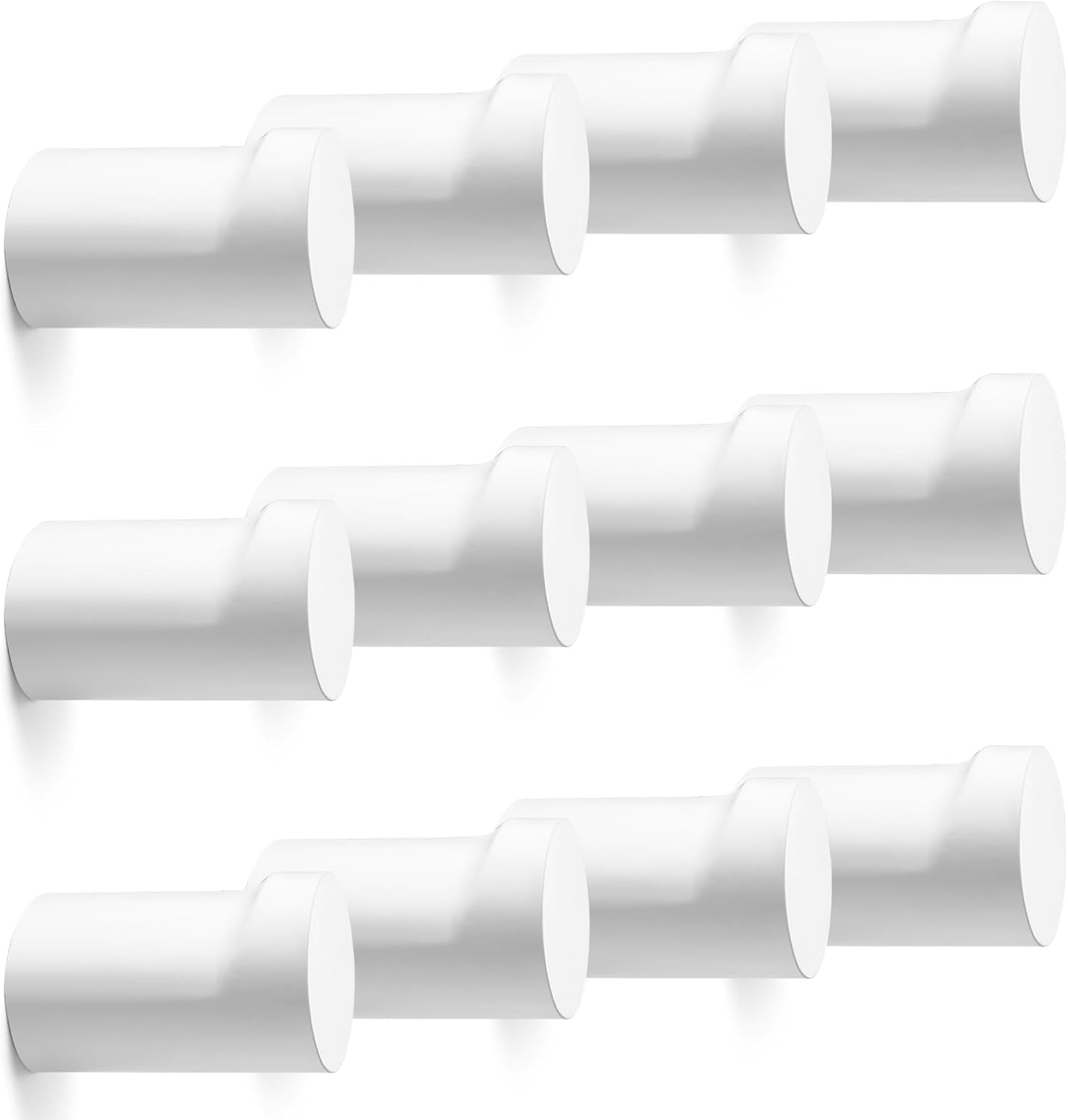 12 Pack Wood Wall Hooks, Modern Decorative Coat Hooks Wall Mounted, Handmade White Hat Hooks Heavy Duty Entryway Wall Hangers for Hanging Towels Robes Purses (White)