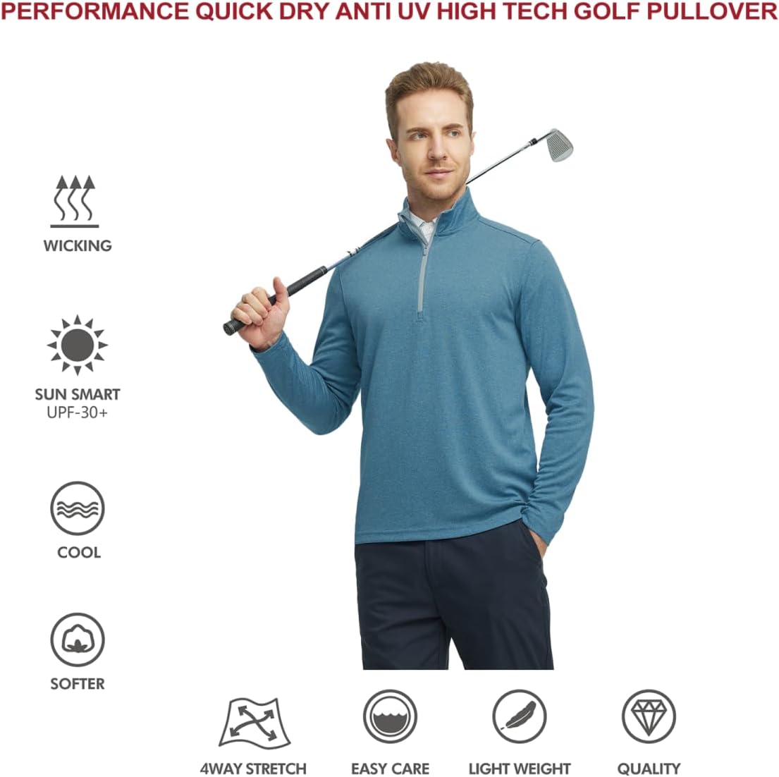 M MAELREG Quarter Zip Golf Pullover Men Dry Fit Long Sleeve Performance Wicking Mock Neck 1/4 Zip Pullover Mens Sweatshirt