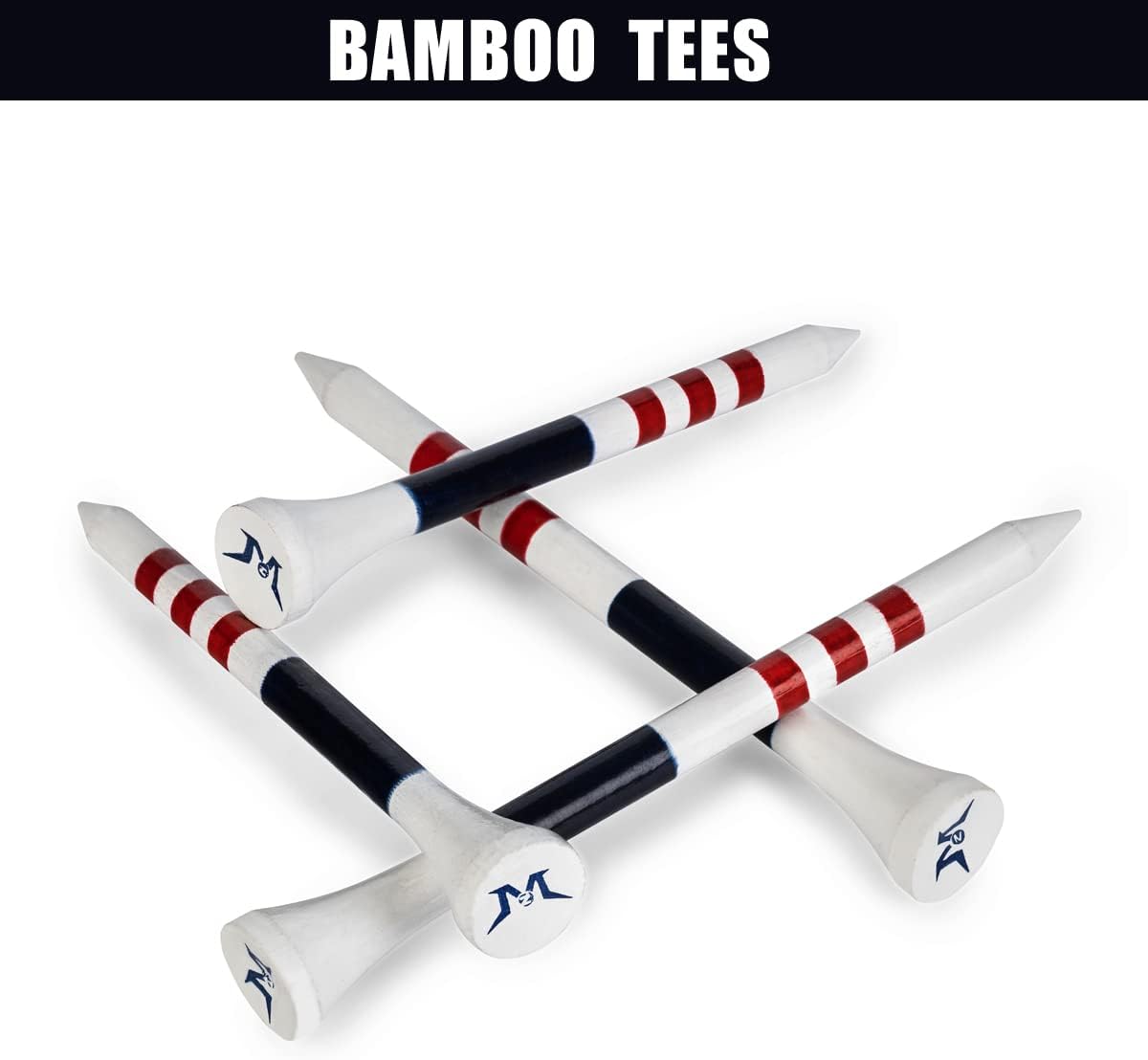 MAZEL Natural Wood/Bamboo Golf Tees 2 3/4 Inch & 3 1/4 Inch,Pack 50 or 120,Reduce Friction & Side Spin,More Stable Golf Tees