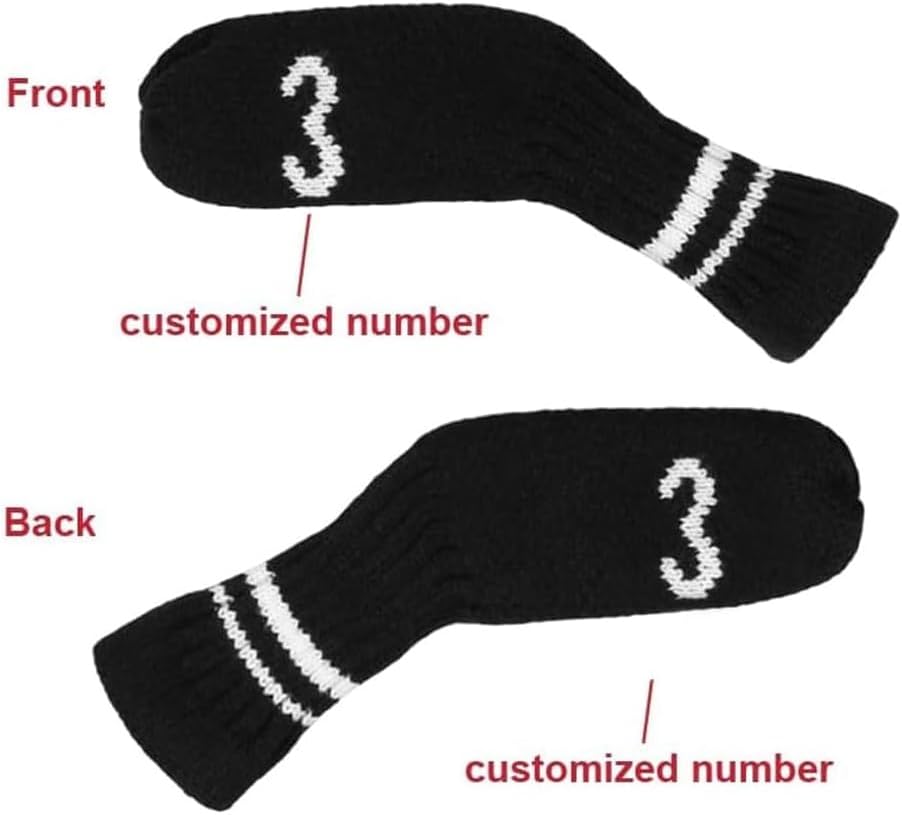 Scott Edward 1/7/10 Pcs Knitted Golf Club Head Covers for Irons Wedge Cuteness and Basically Socks Shape Washable Golf Club Head Protector on Classic Stripes Style，Double Sided Customization