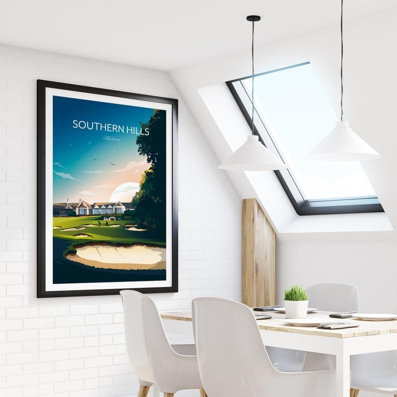 Nationcog Golf Print Southern Hills Country Club - Tulsa, Oklahoma, Southern Hills Golf Poster, Oklahoma Golf Course Art, Vintage Golf Travel Print, Luxury Golf Resort Art (Unframed) (16x24)