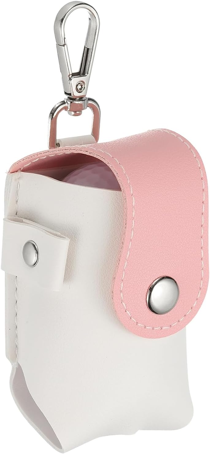 uxcell Golf Ball Bag, Portable PU Leather Golf Ball Pouch with Belt Clip Storage Bag with Tee Holder for Men and Women