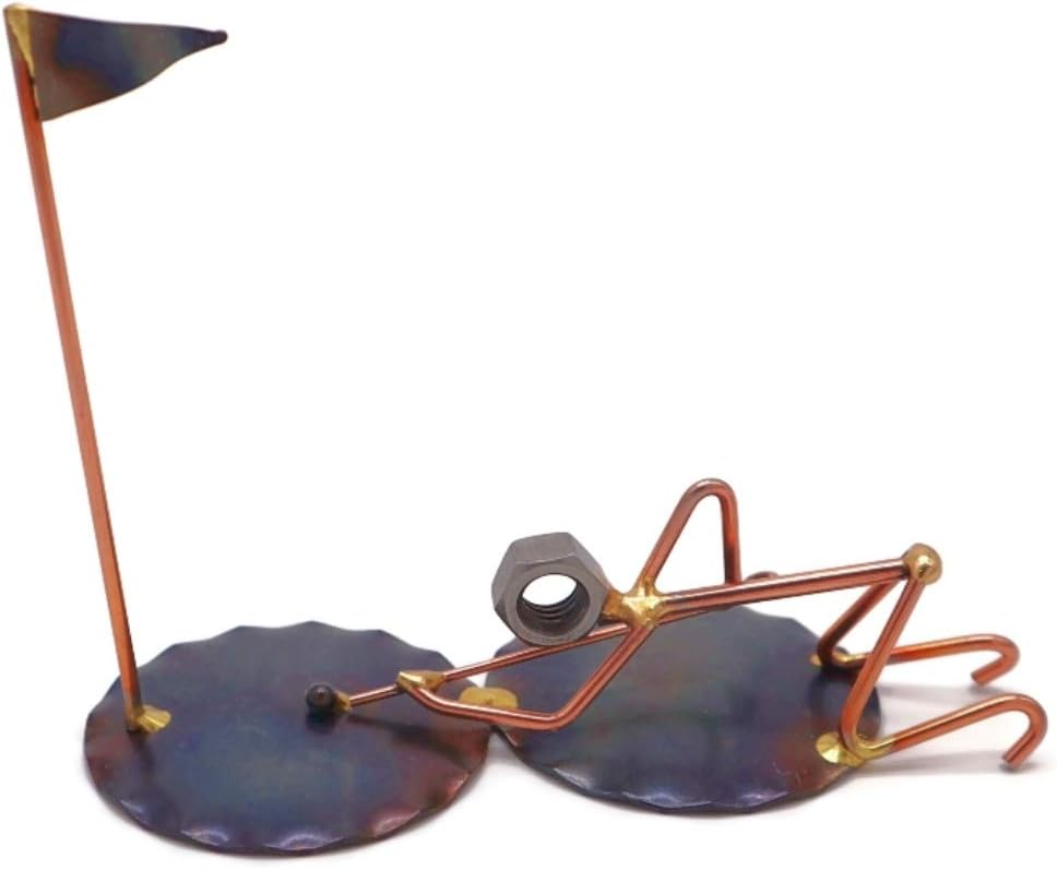 Golf Pool Shot Collectible Handmade Metal Art Figurine, Desk Accessories, Trophy, Boss Gift, Office Décor, Business Professional, Golfing