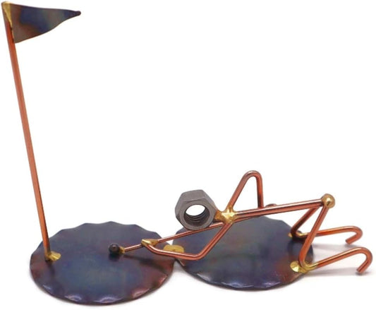 Golf Pool Shot Collectible Handmade Metal Art Figurine, Desk Accessories, Trophy, Boss Gift, Office Décor, Business Professional, Golfing