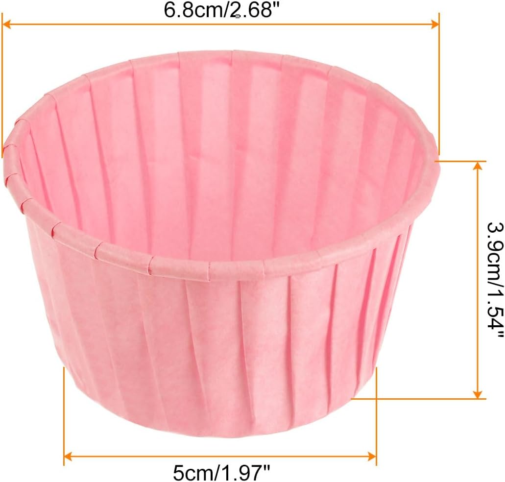 HARFINGTON 100Pcs Cupcake Baking Cups 3.5oz Standard Size Paper Cupcake Liners Greaseproof Wrappers Disposable for Wedding Birthdays Christmas Dessert, Pink