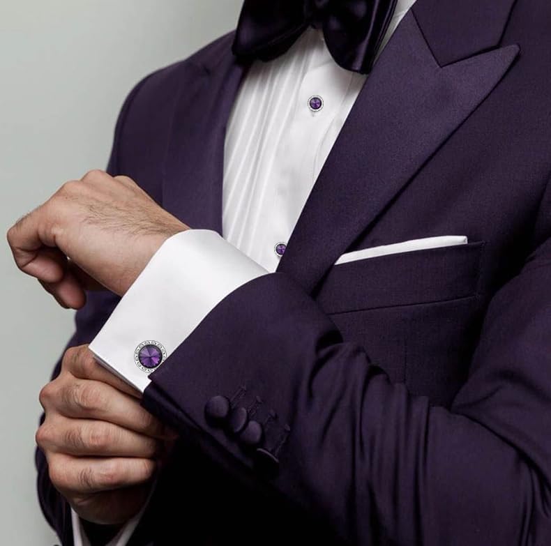 HAWSON Birthstone Tuxedo Studs and Cufflinks Set for Men's Suit Tuxedo Formal Dress Shirt Wedding Business Party Accessories